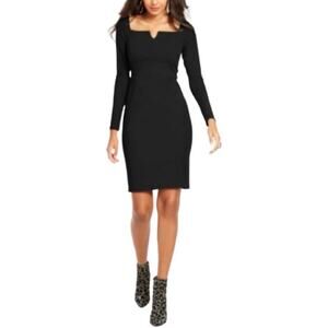 Thalia Sodi Women's Black Long Sleeve Notch Neck Sheath Dress, Size: XS, New